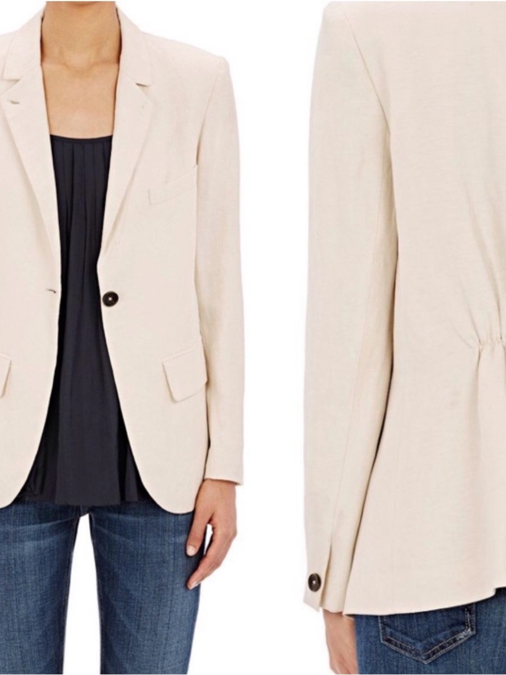 Ulla Johnson Rex Linen Cinched Back Blazer Cream - GUC